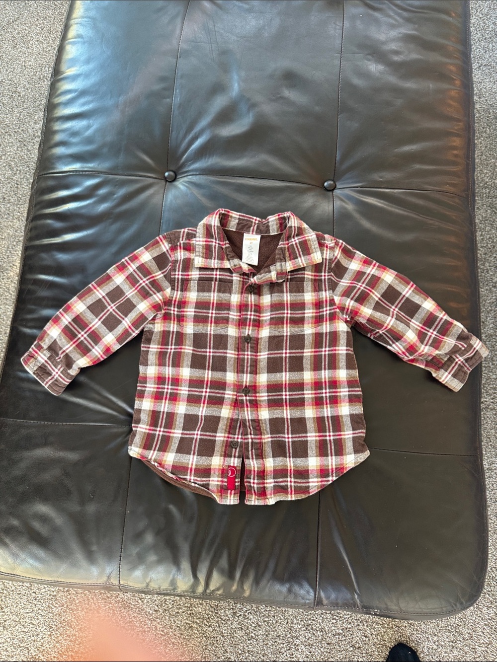 Gymboree Fleece Lined Brown & Red Plaid Button-Down Shirt